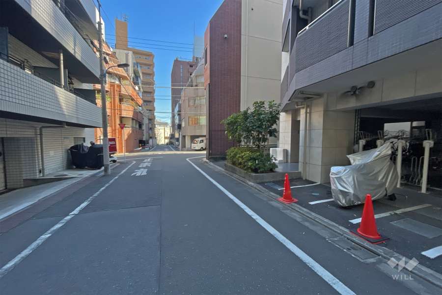 敷地北側の前面道路（西側から）
