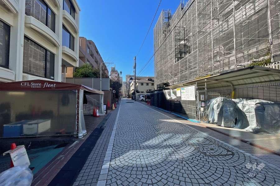 敷地東側の前面道路（北側から）