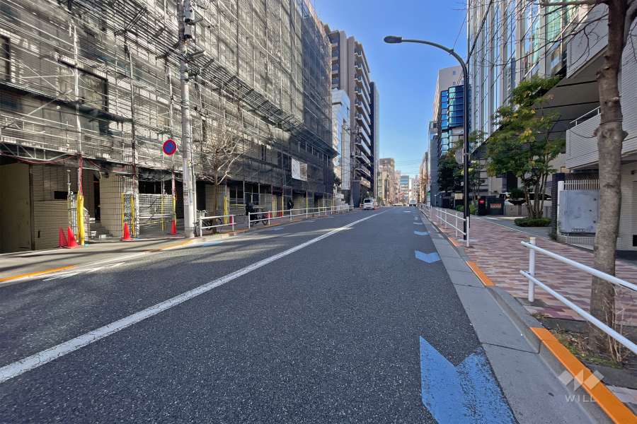 敷地西側の前面道路（北側から）