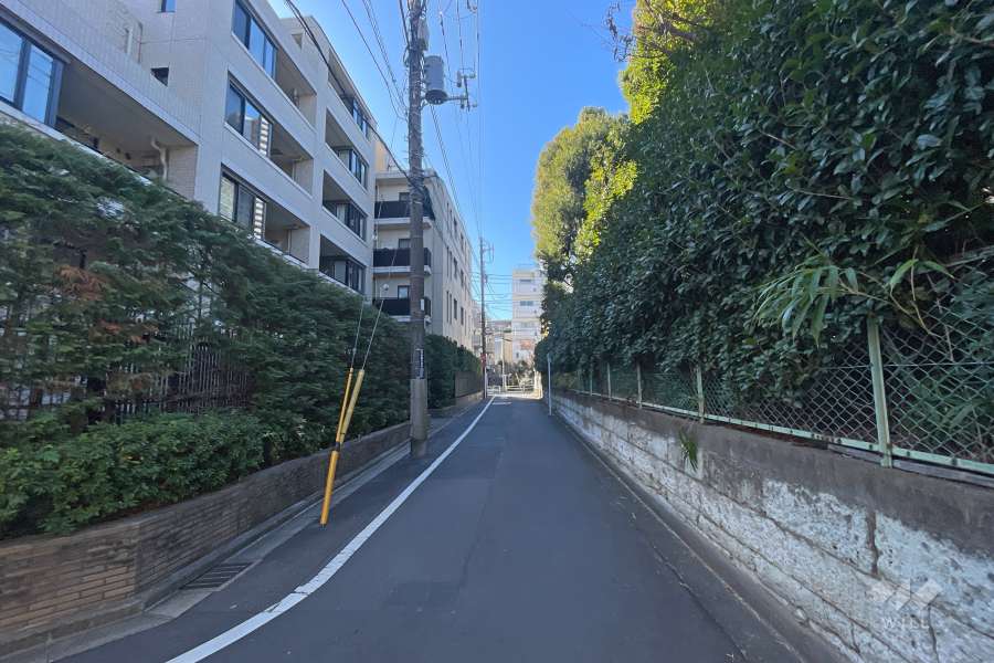 敷地西側の前面道路