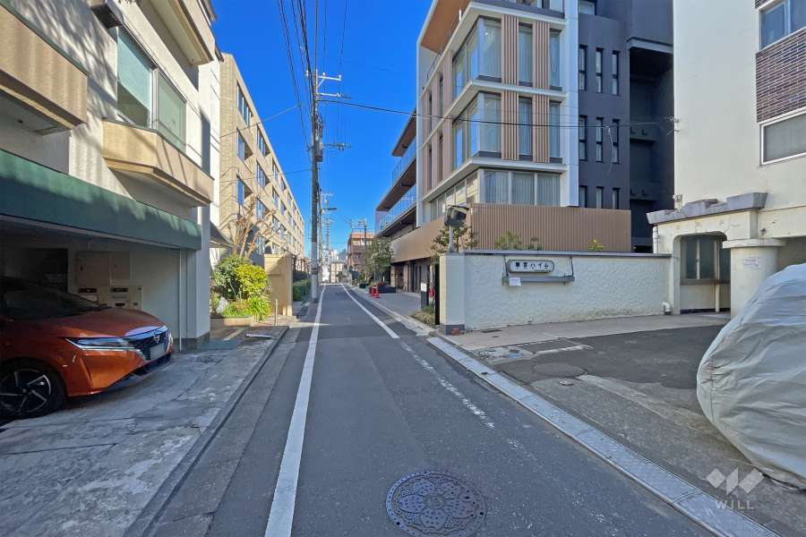 敷地の西側前面道路（南側から）