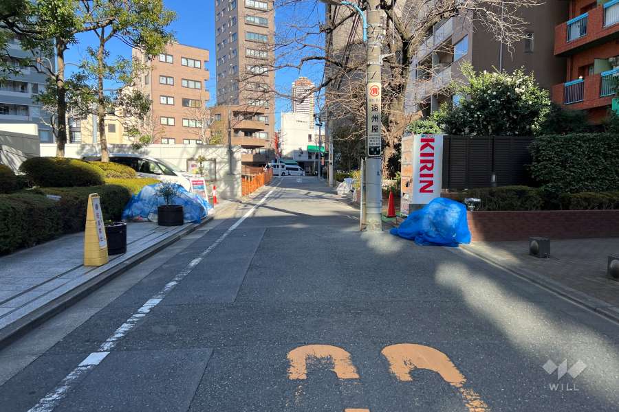 敷地の西側前面道路（南側から）