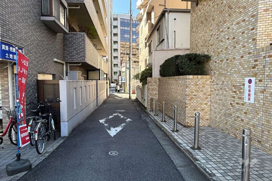 敷地の西側前面道路（北側から）