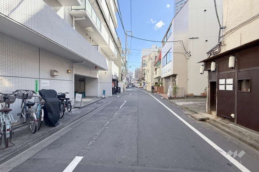 敷地南側の前面道路（西側から）