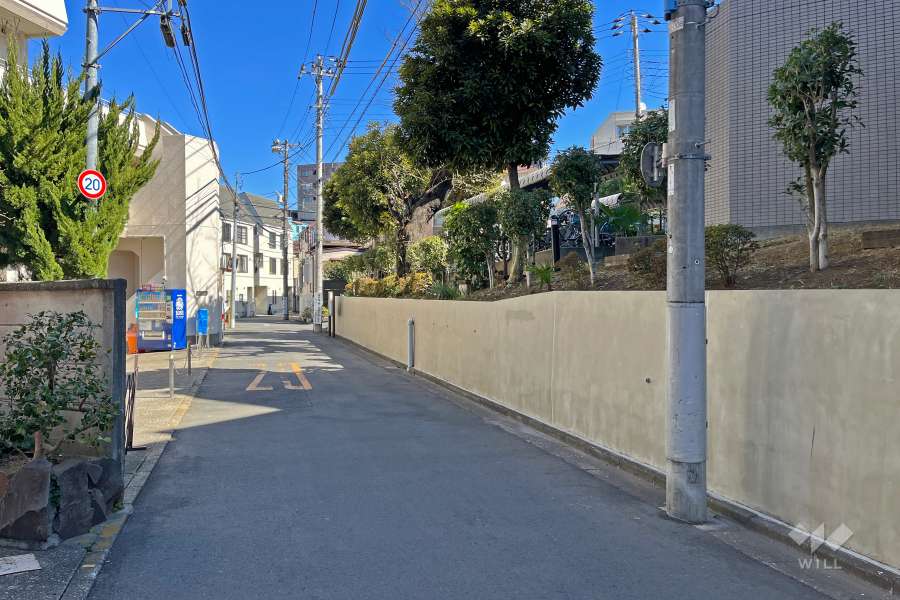 敷地の北側前面道路（西側から）