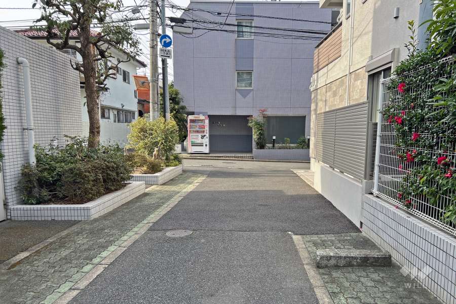 敷地の南西側前面道路（南東側から）