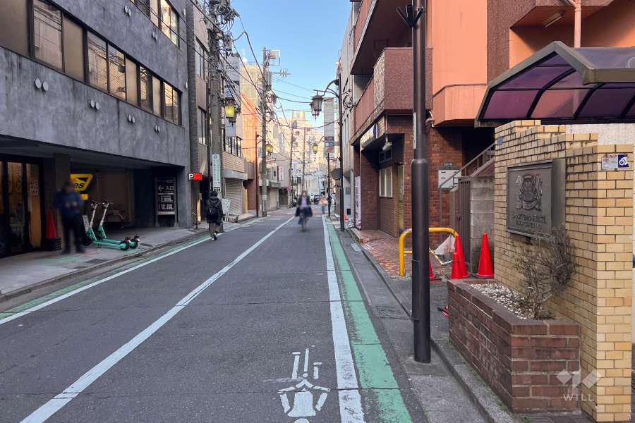 敷地北側の前面道路（西側から）