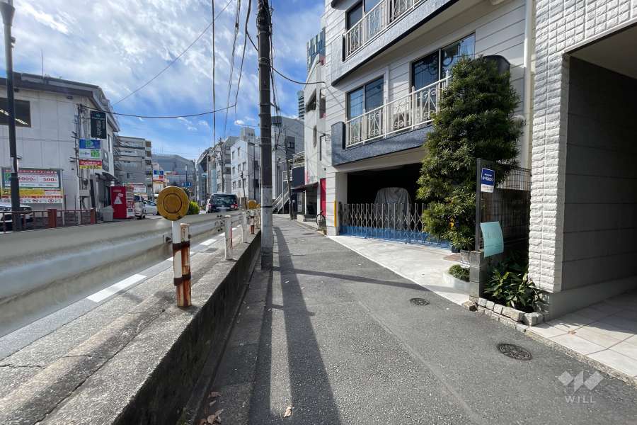 敷地南東側の前面道路（北東側から）