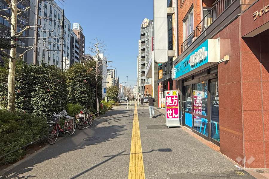 敷地西側の前面道路（南側から）