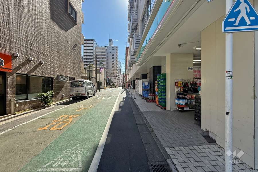 敷地東側の前面道路（北側から）