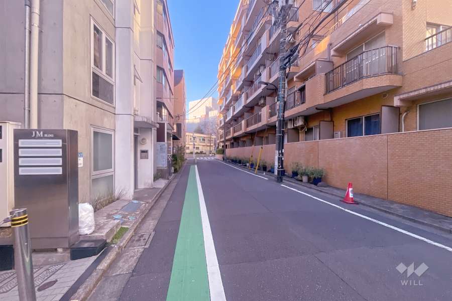 敷地東側の前面道路（北側から）