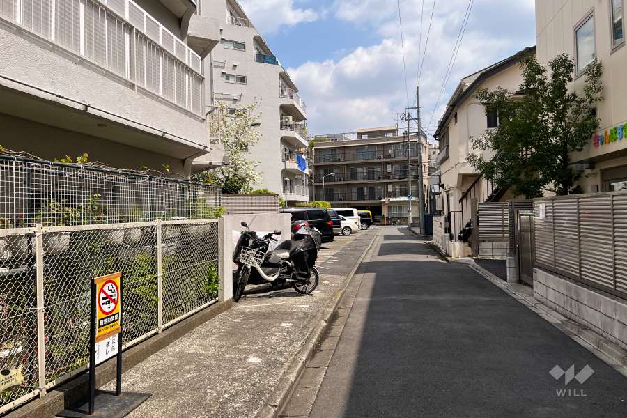 敷地南側の前面道路（西側から）