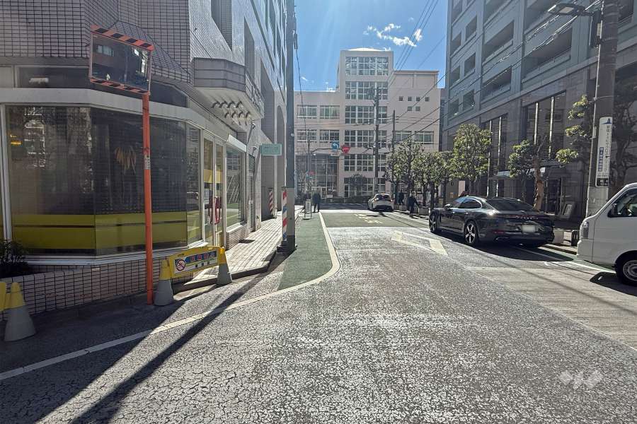 敷地西側の前面道路（北側から）