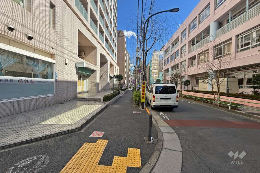 敷地南側の前面道路（西側から）