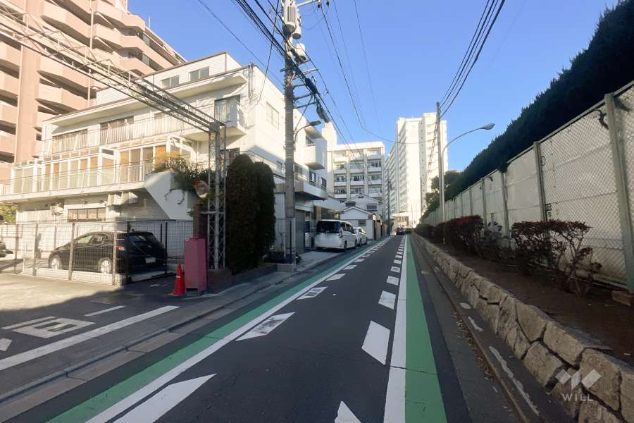 敷地の東側前面道路（南側から）