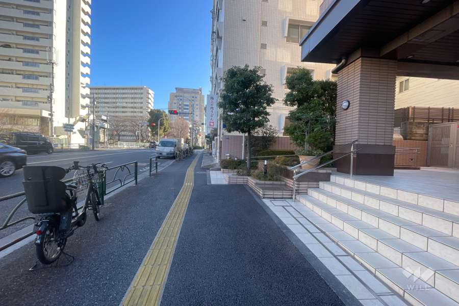 敷地の北側前面道路（西側から）