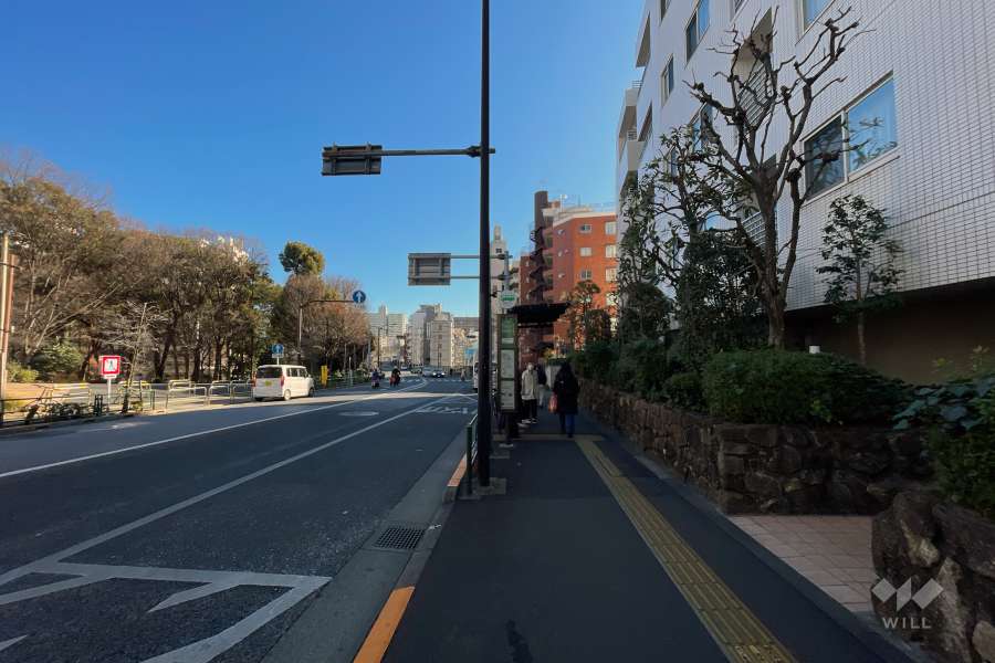 敷地の北側前面道路（西側から）