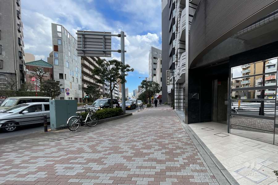 敷地の北側前面道路（西側から）