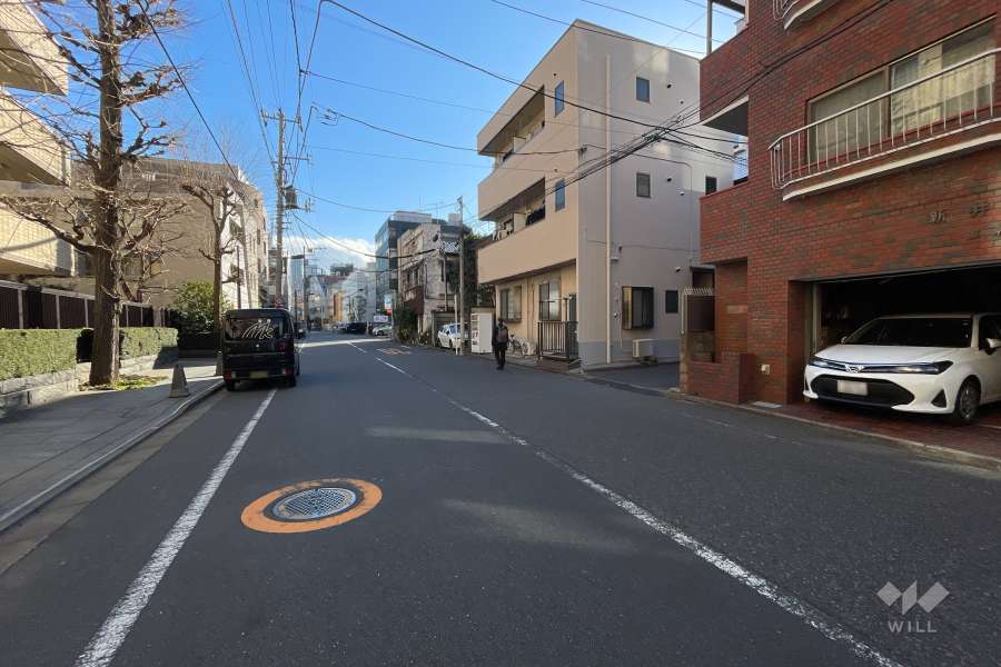 敷地の西側前面道路（北側から）