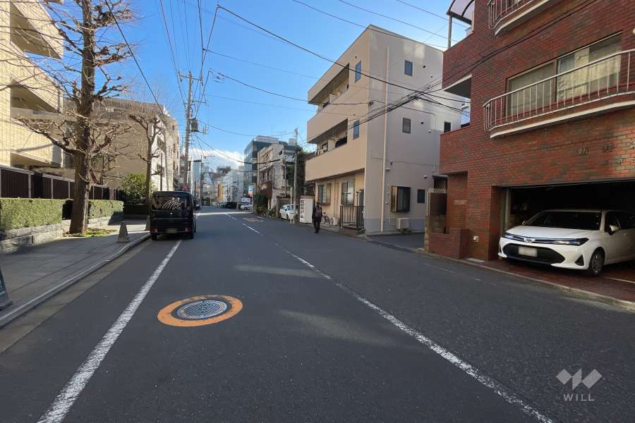 敷地西側の前面道路（北側から）