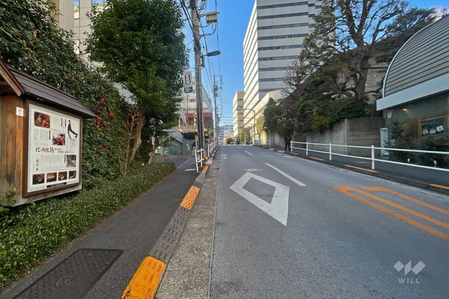 敷地北東側の前面道路（南東側から）