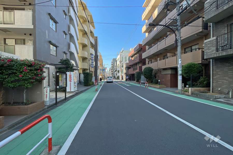 敷地の北側前面道路（東側から）