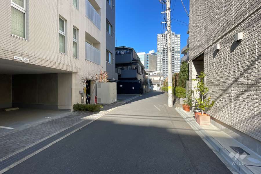 敷地の東側前面道路（南側から）
