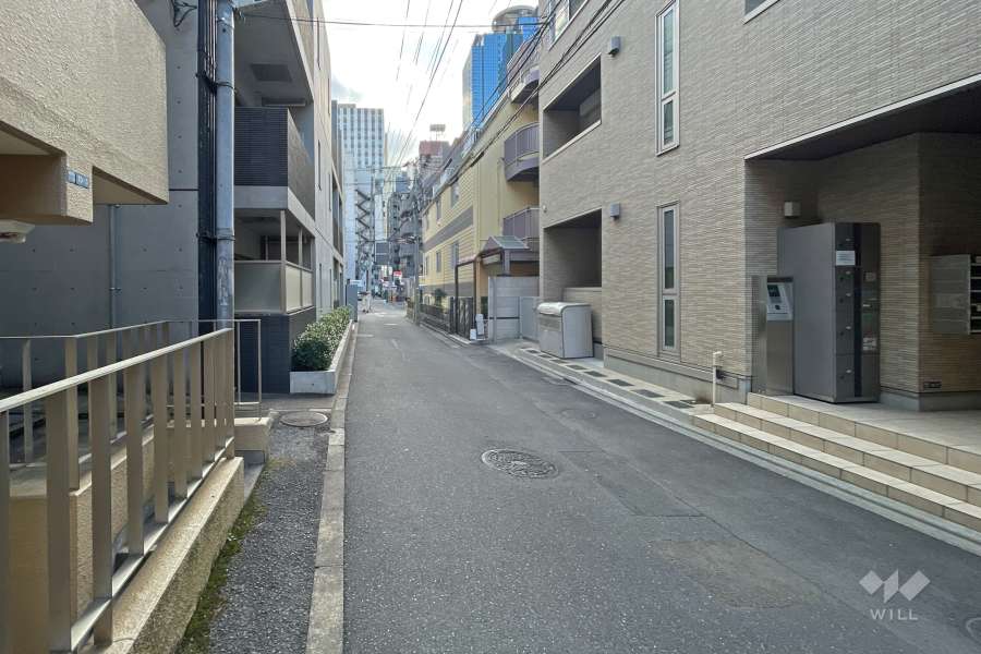 敷地東側の前面道路（北側から）