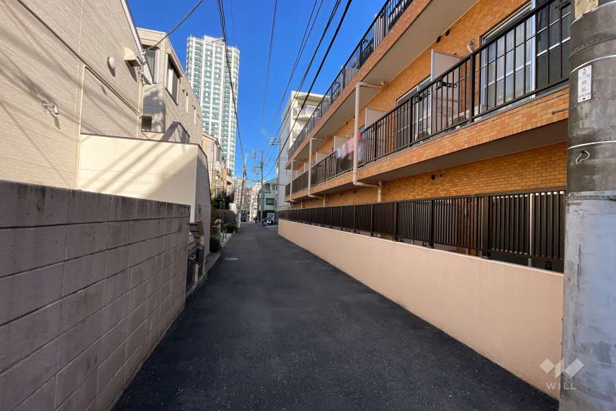 敷地西側の前面道路（南側から）