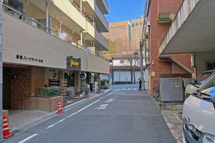 敷地の南側前面道路（西側から）