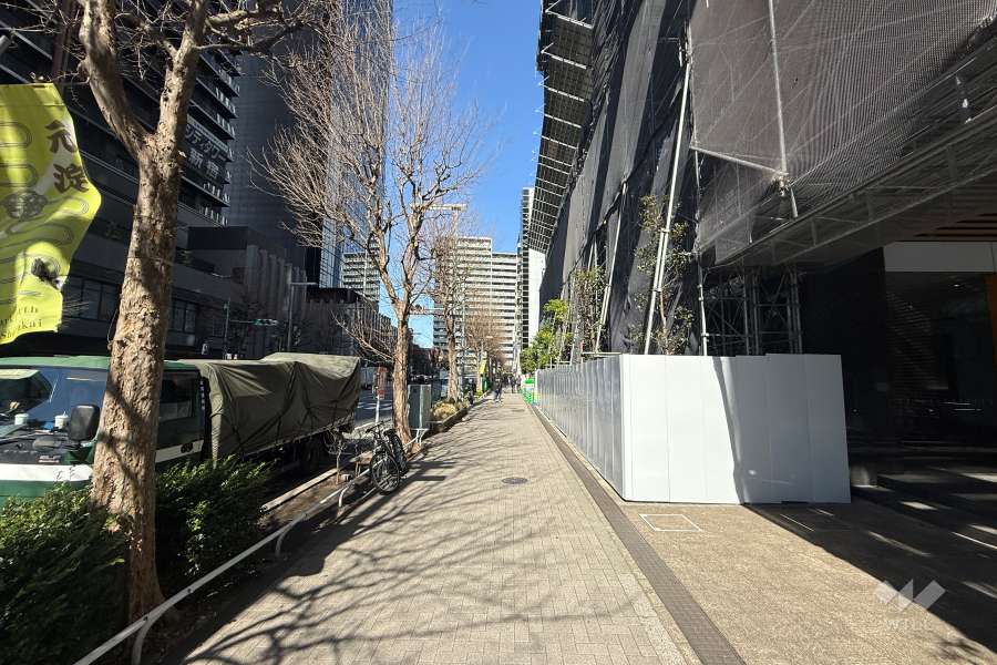 敷地の北西側前面道路（北東側から）