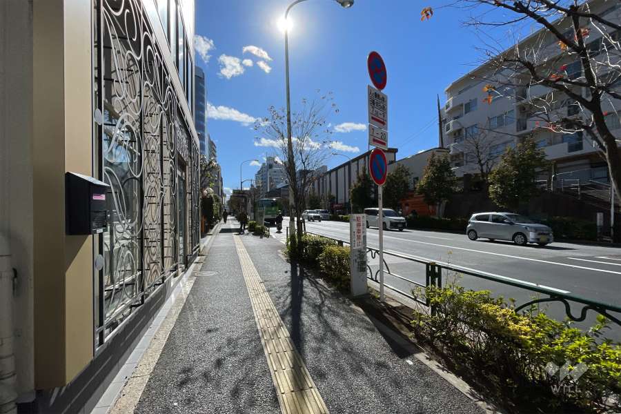 敷地西側の前面道路（北側から）