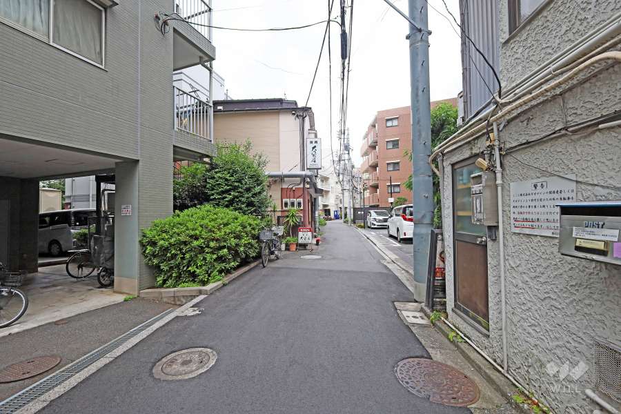 敷地南側の前面道路（西側から）