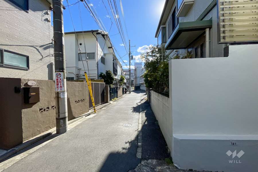 敷地東側の前面道路（北側から）