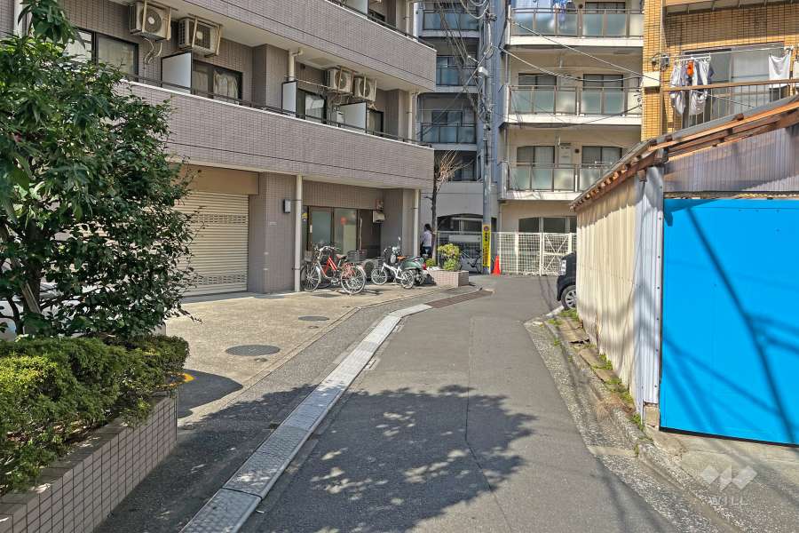 敷地の南側前面道路（東側から）