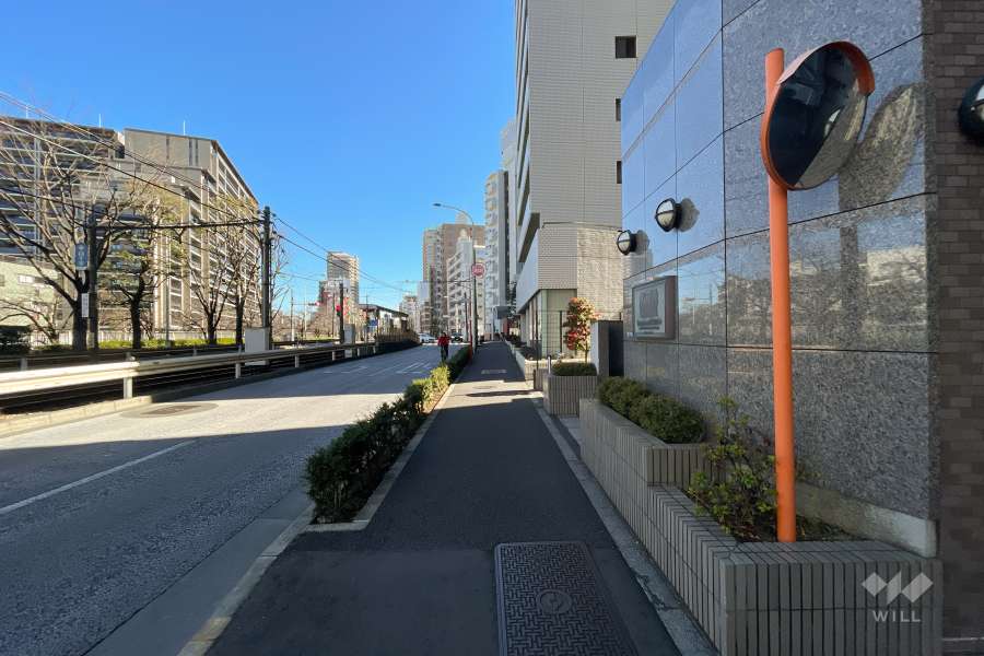 敷地の北東側前面道路（北西側から）