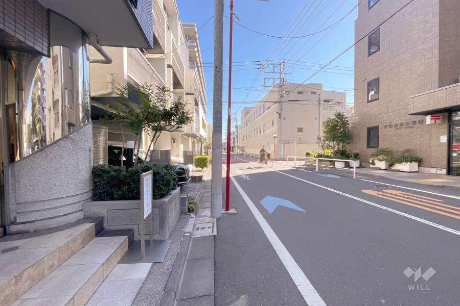 敷地南側の前面道路（西側から）