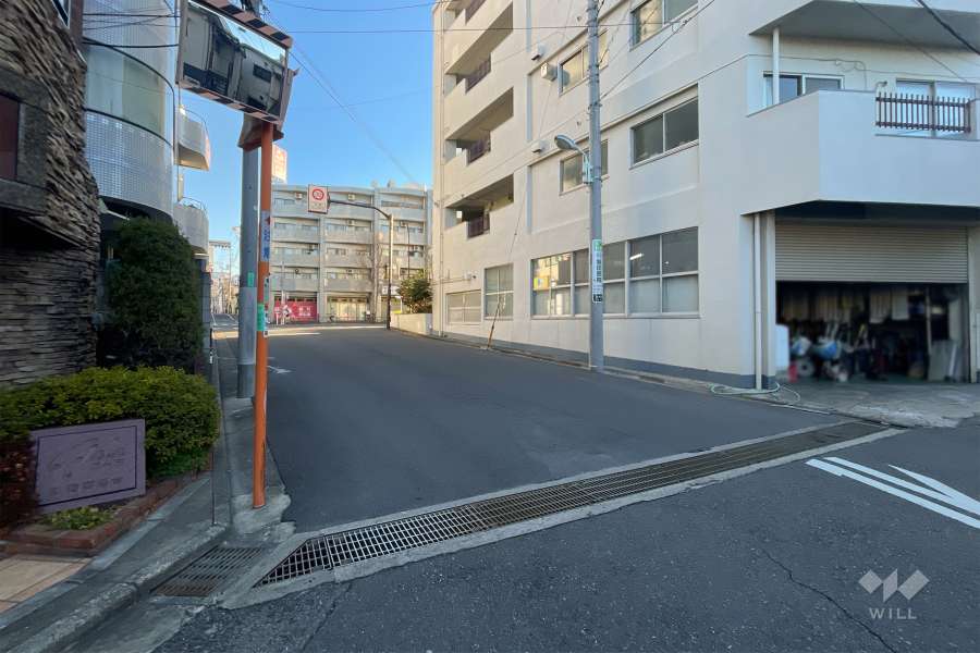 敷地の南側前面道路（西側から）