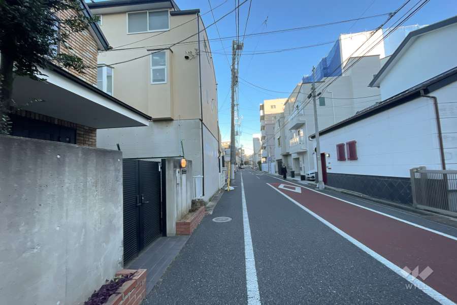 敷地の西側前面道路（北側から）