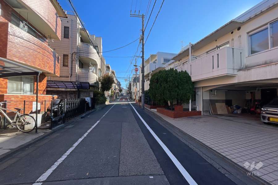 敷地の北側前面道路（西側から）