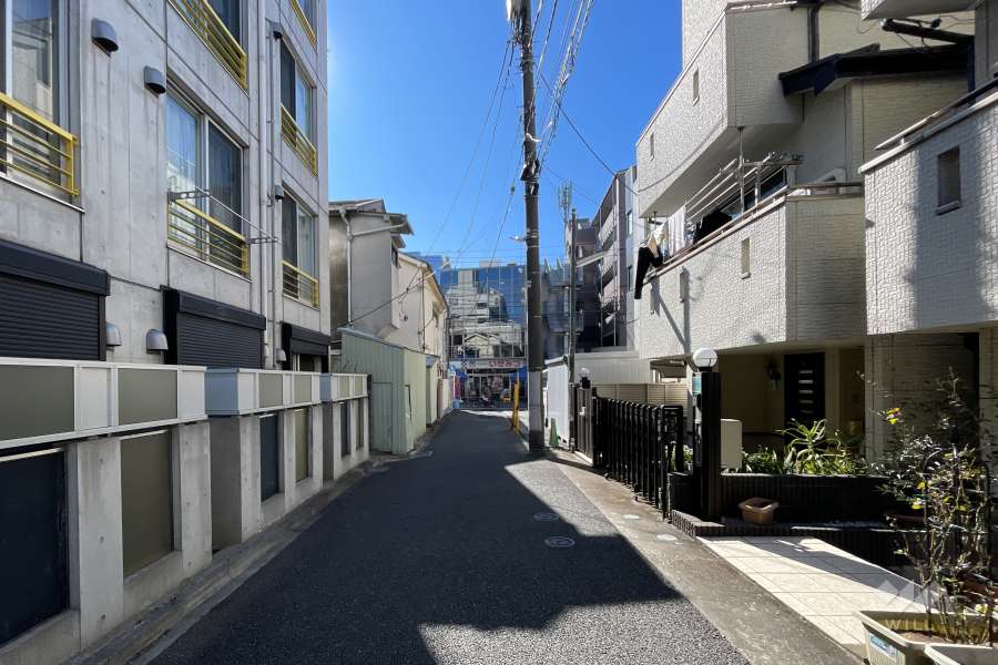 敷地の西側前面道路（北側から）