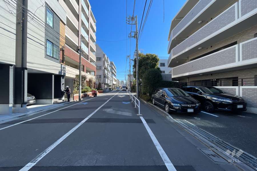 敷地の北側前面道路（西側から）