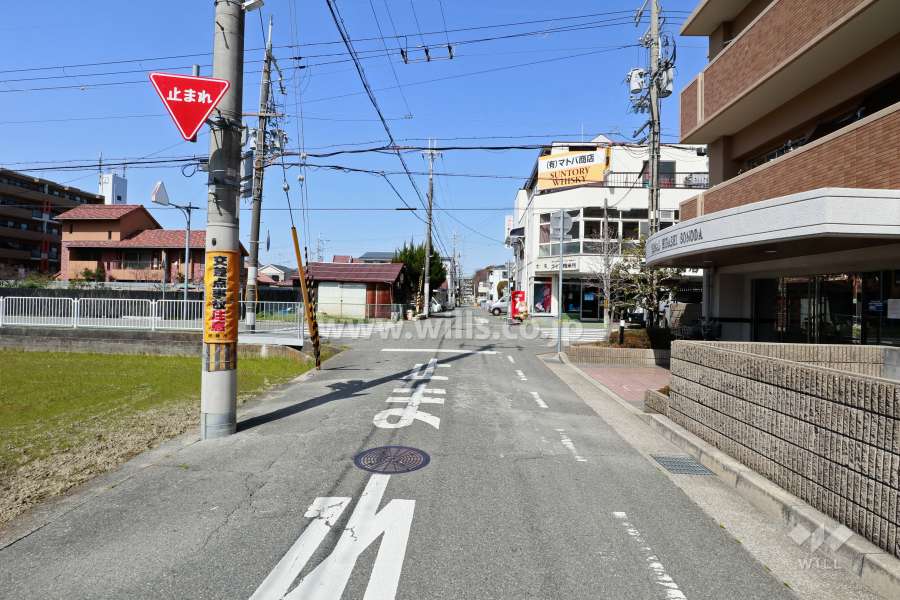 敷地の西側の前面道路(南側から)