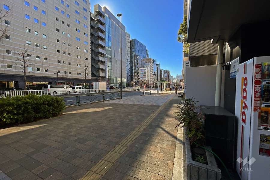 敷地東側の前面道路（北側から）