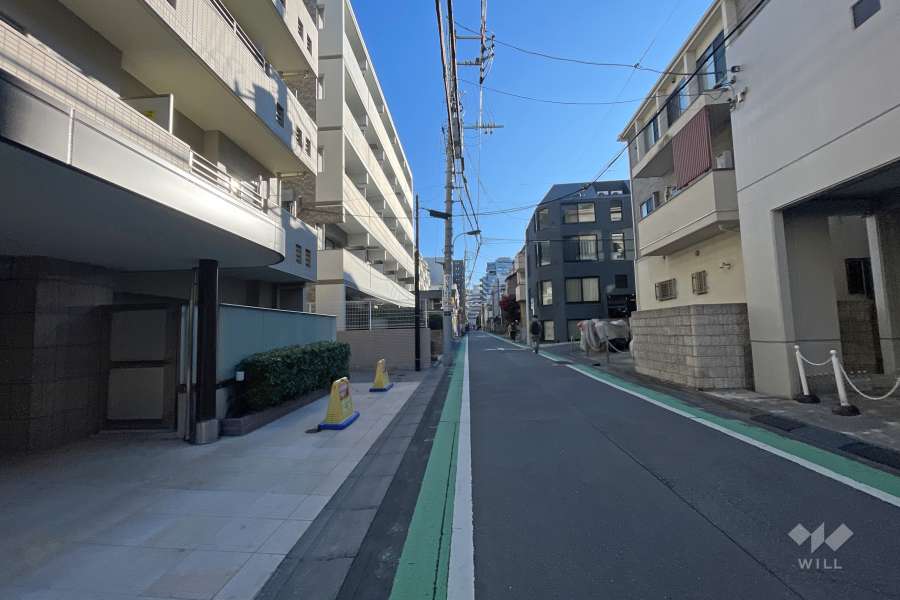 敷地の南側前面道路（西側から）