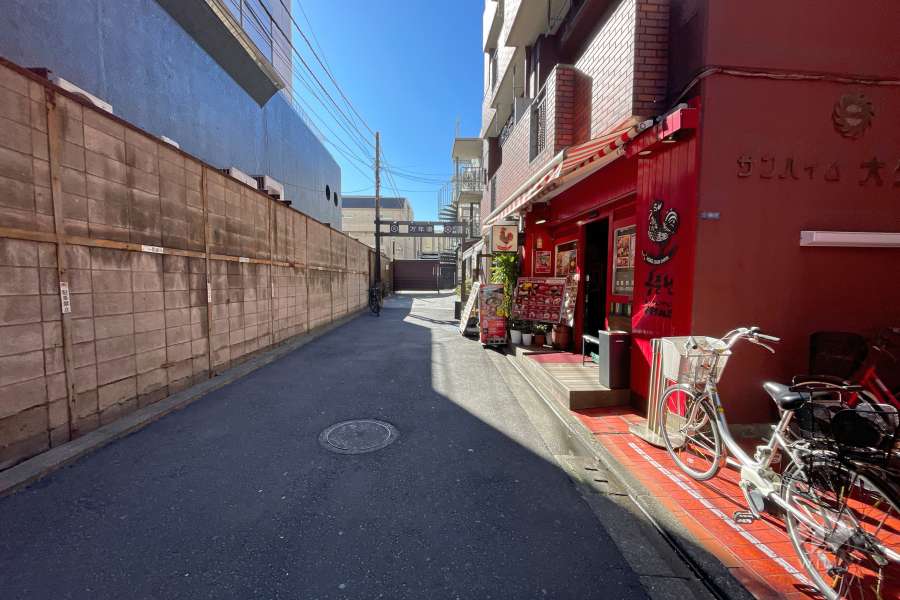 敷地の東側前面道路（北側から）