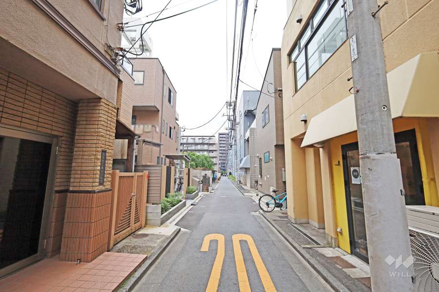 敷地西側の前面道路（南側から）