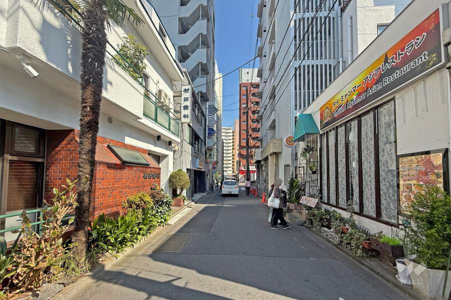 敷地の北側前面道路（西側から）