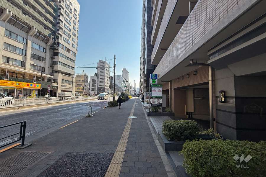 敷地東側の前面道路（北側から）