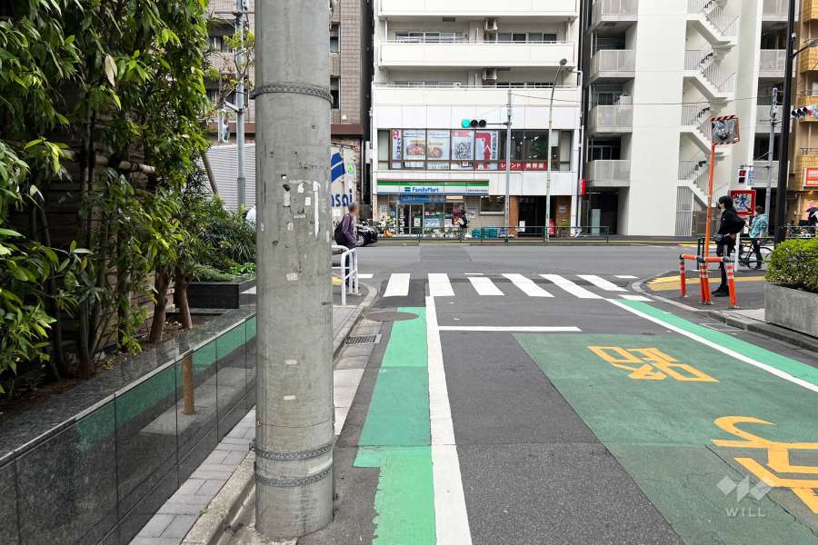 敷地の南側前面道路（西側から）
